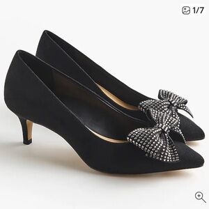 J Crew Factory Crystal Bow Kitten Heel